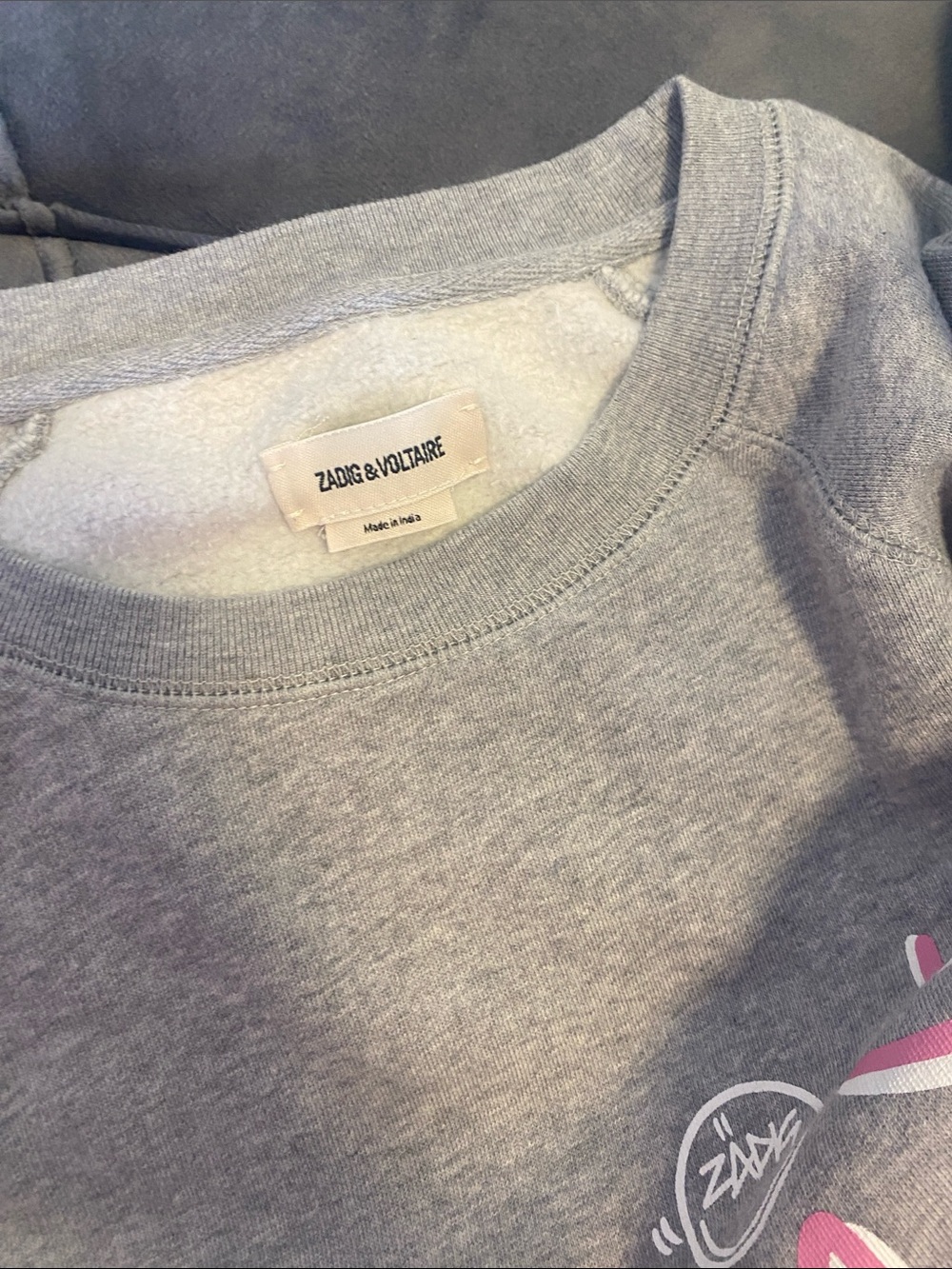 Zadig & Voltaire Light Gray Crewneck Sweatshirt with Subtle Graphic